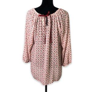 Matilda Jane Chelsea Floral Pink Flowy Top with Gathered Balloon Sleeves